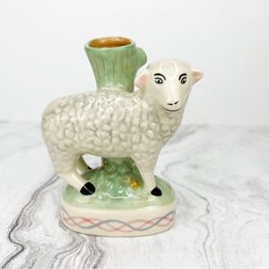 Pfaltzgraff Hand-Painted Ceramic Sheep Bud Vase - Single Flower -Neutral Tones